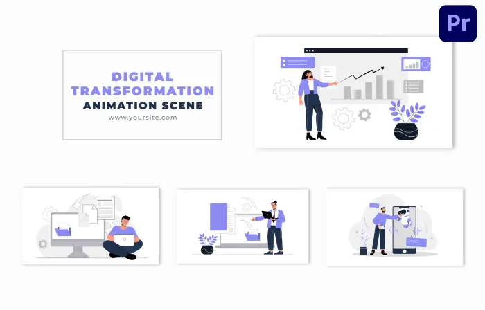Digital Transformation Concept Vector Character Design Animation Scene